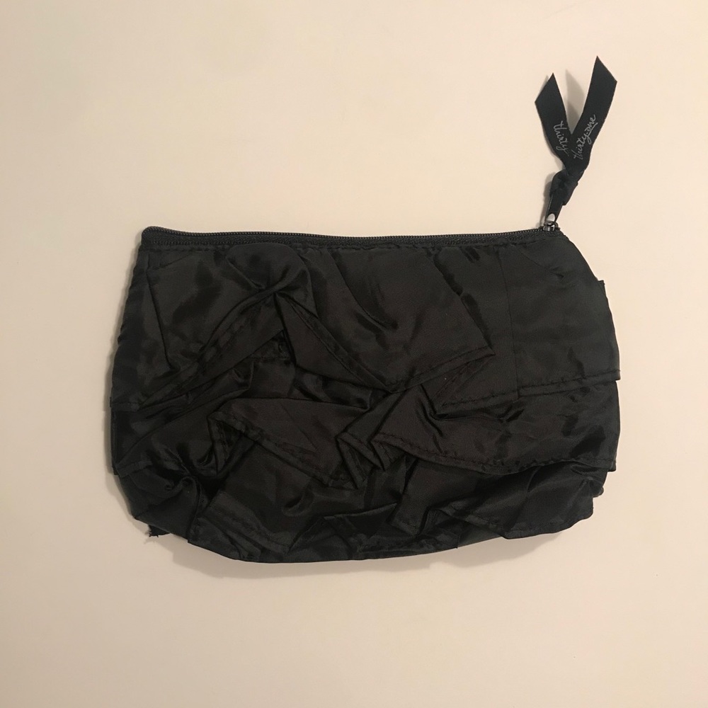 Thirty-One Ruffle Mini Zipper Pouch in black
